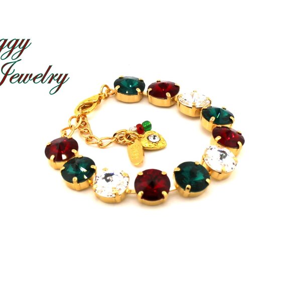 Holiday Cheer Christmas Statement Bracelet made with Genuine Austrian Crystals - Picture 4 of 7